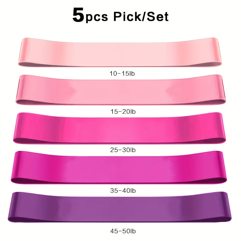 5-Delige Weerstandsbanden Set – Voor Kracht, Flexibiliteit & Spierversteviging